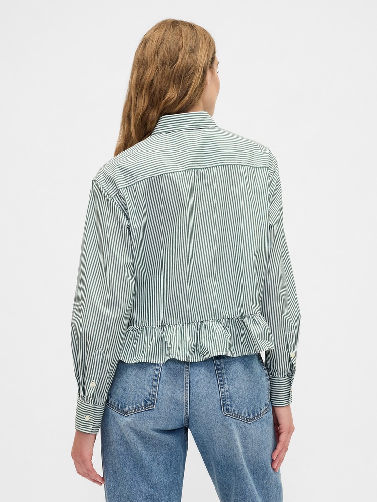 Relaxed Cropped Poplin Peplum Shirt