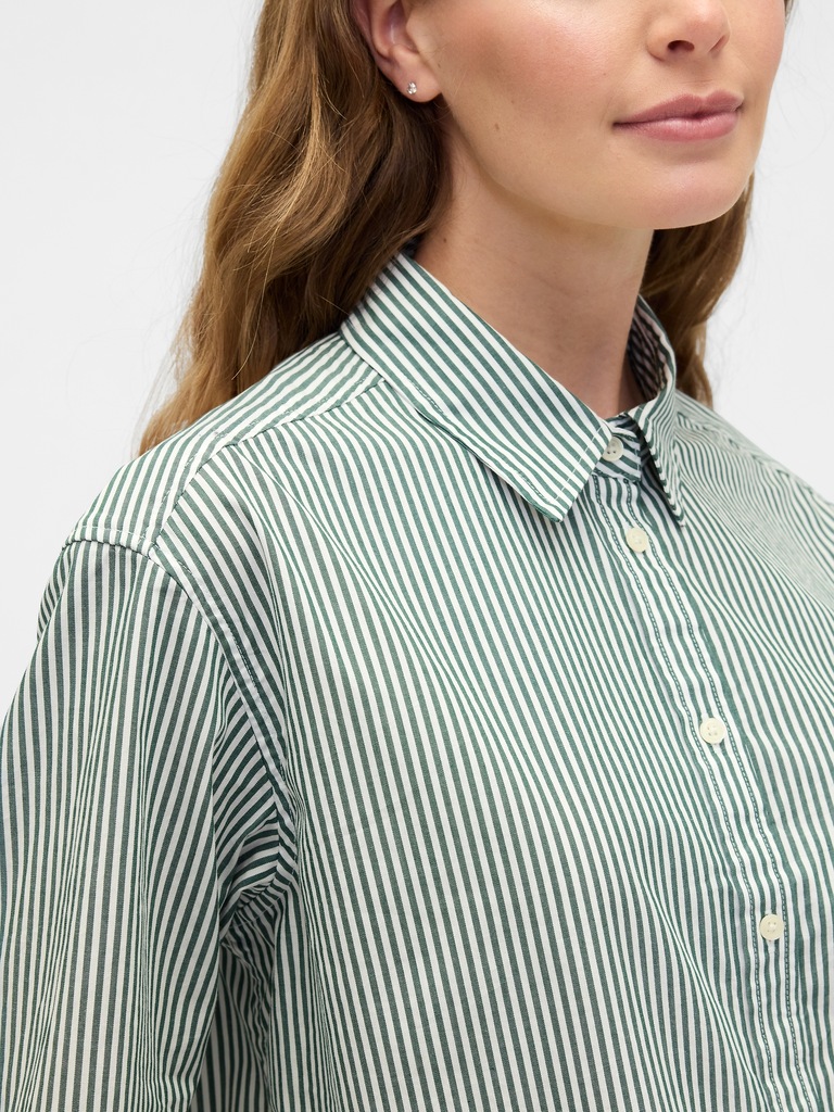 Relaxed Cropped Poplin Peplum Shirt