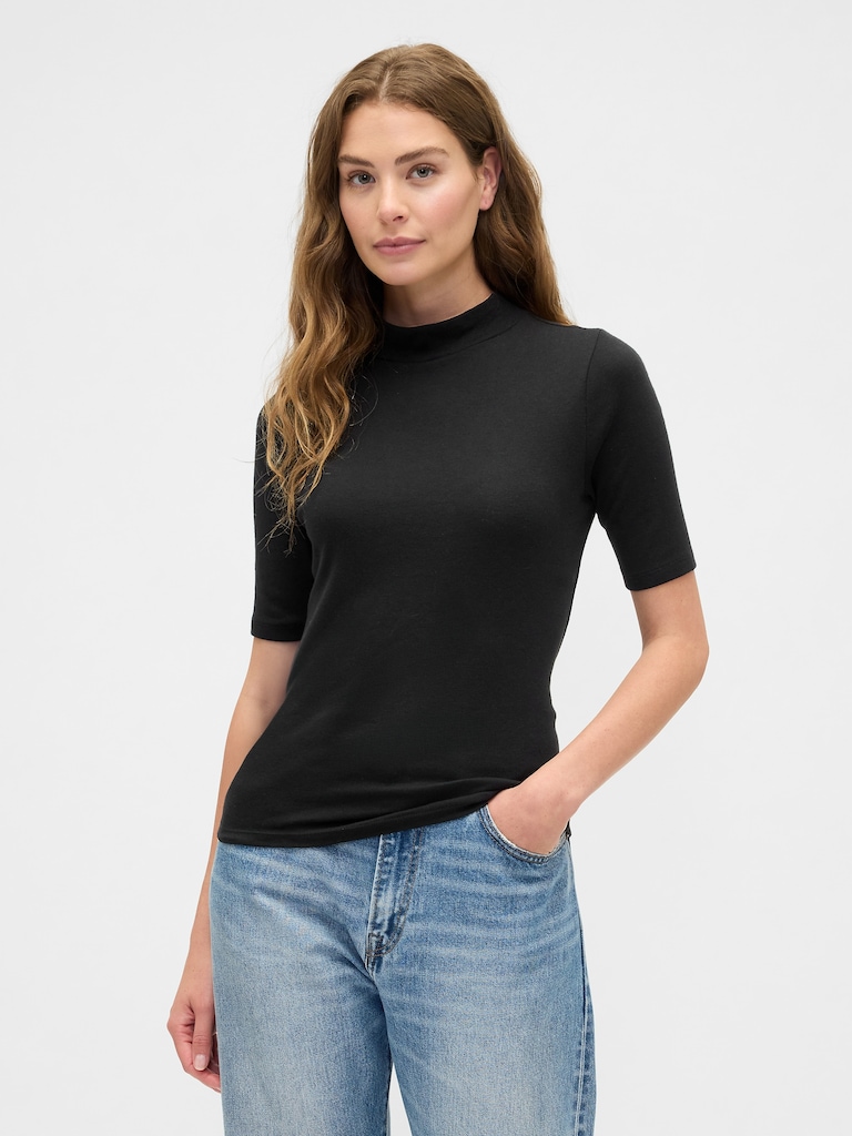 Modern Ribbed Mockneck T-Shirt