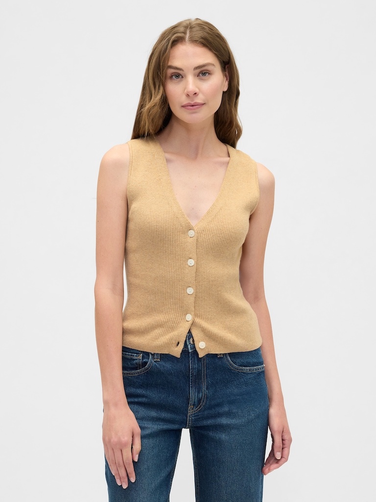Ribbed V-Neck Sweater Vest