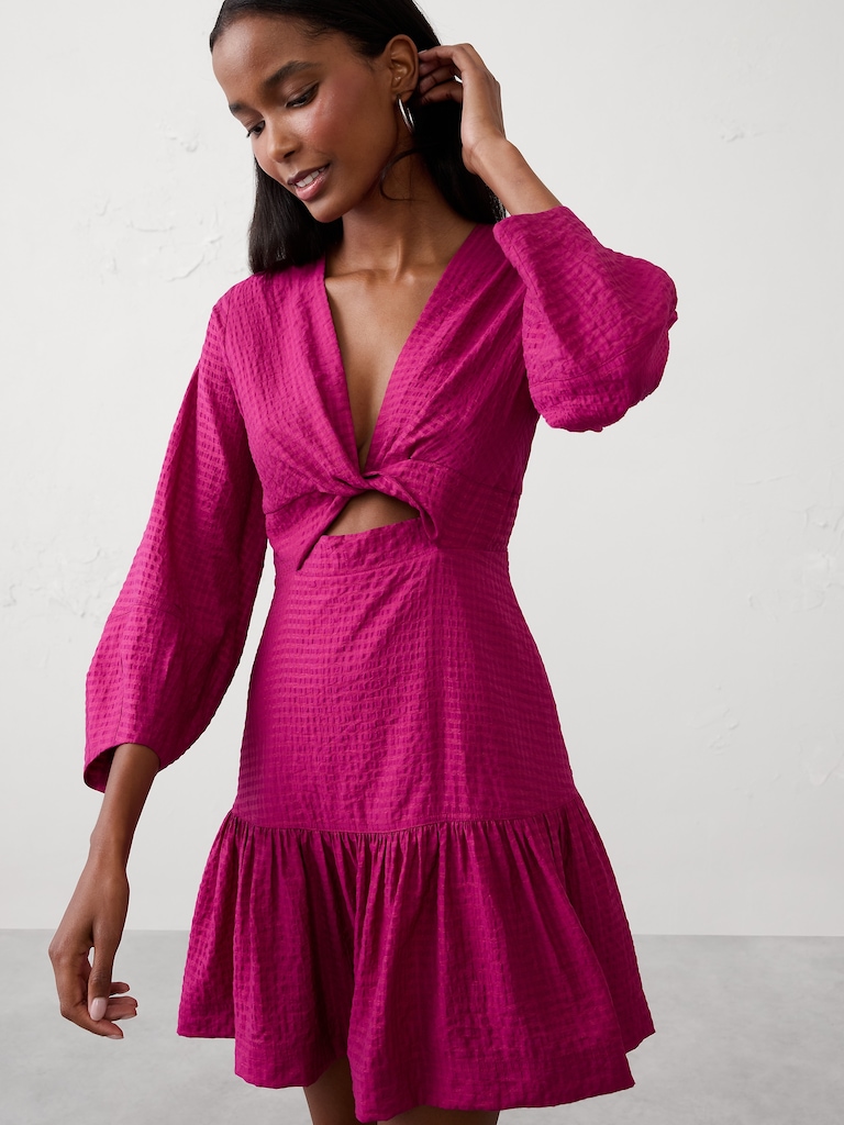 Textured Twist Mini Dress