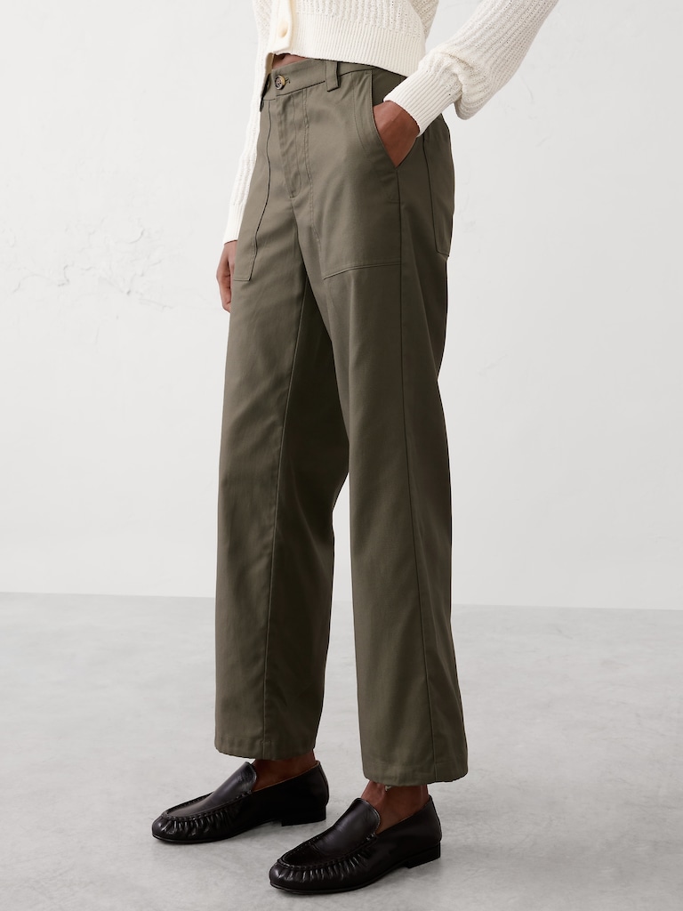 Straight Mid-Rise Utility Pant