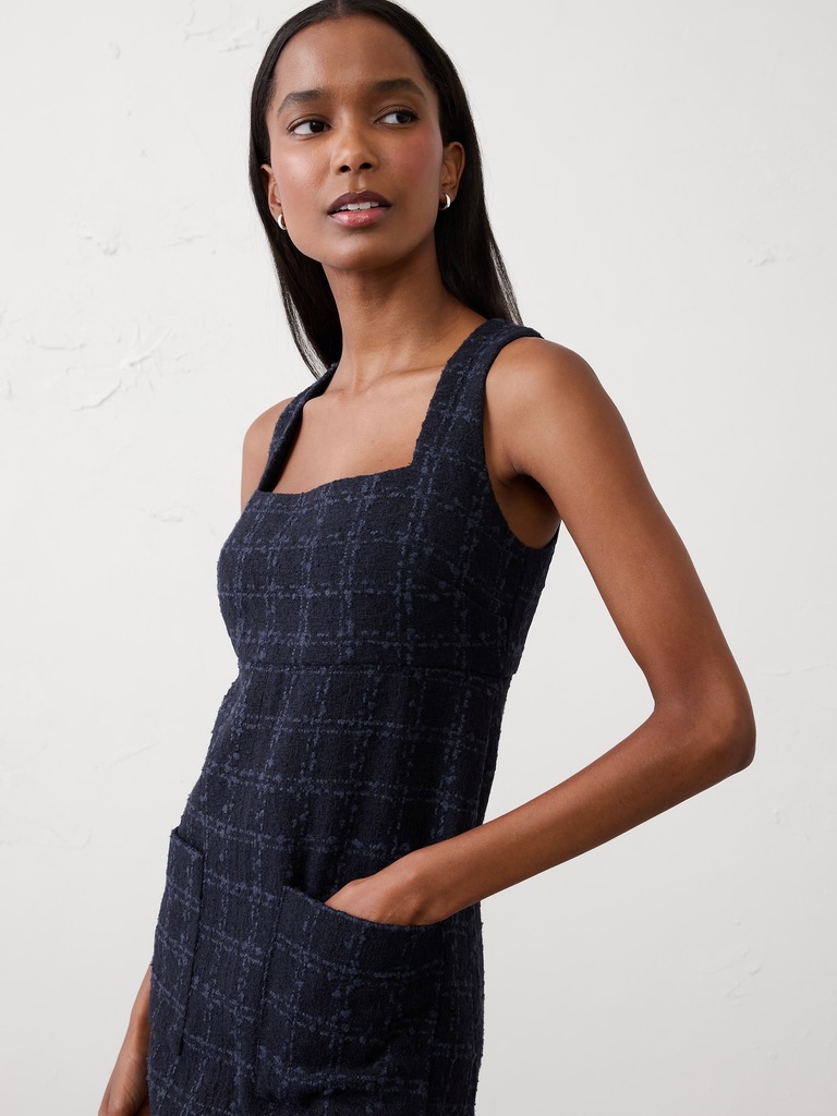 Tweed Empire-Waist Mini Dress