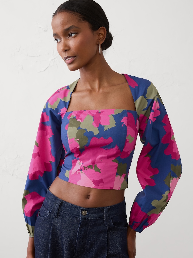 Poplin Square-Neck Top