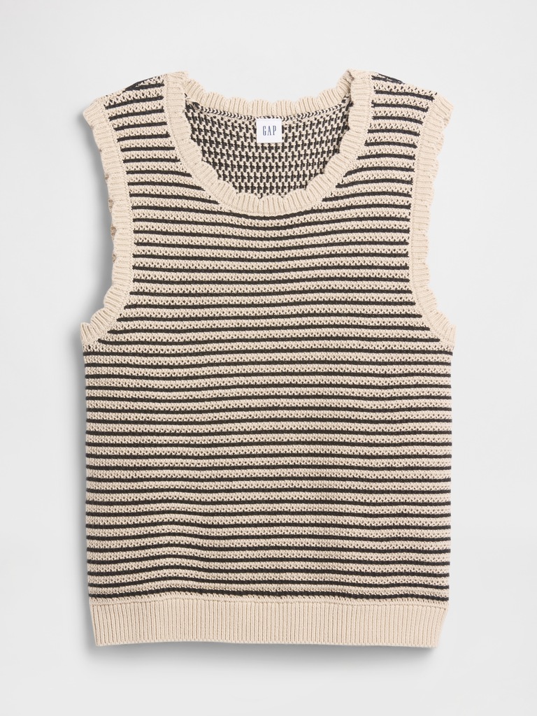 Sleeveless Mixed-Stitch Sweater Tank Top