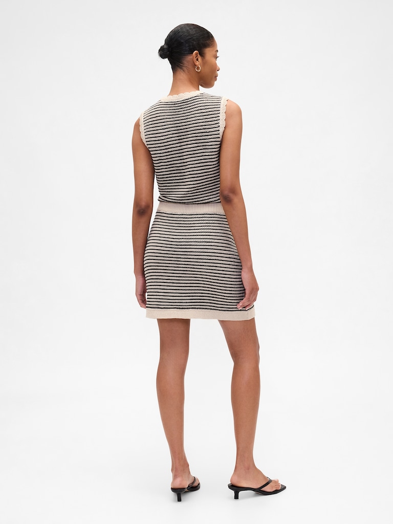 Mixed-Stitch Sweater Mini Skirt