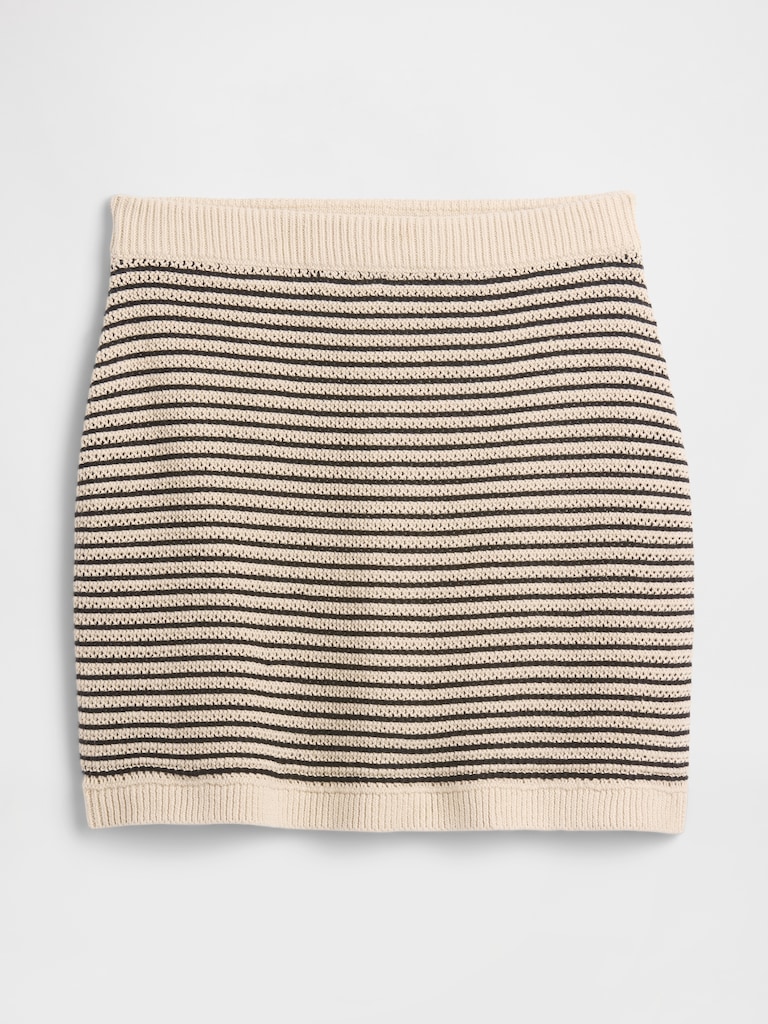 Mixed-Stitch Sweater Mini Skirt