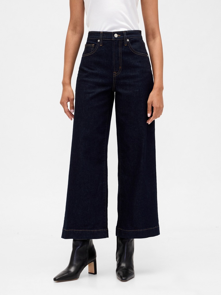 High Rise Wide-Leg Crop Jeans