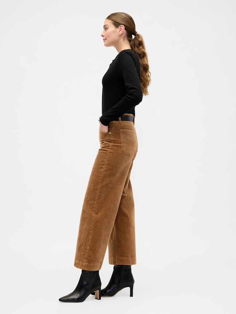 High Rise Wide-Leg Crop Corduroy Pants