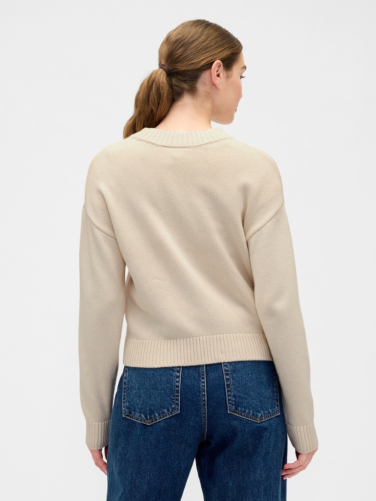 Relaxed Cropped Crewneck Sweater