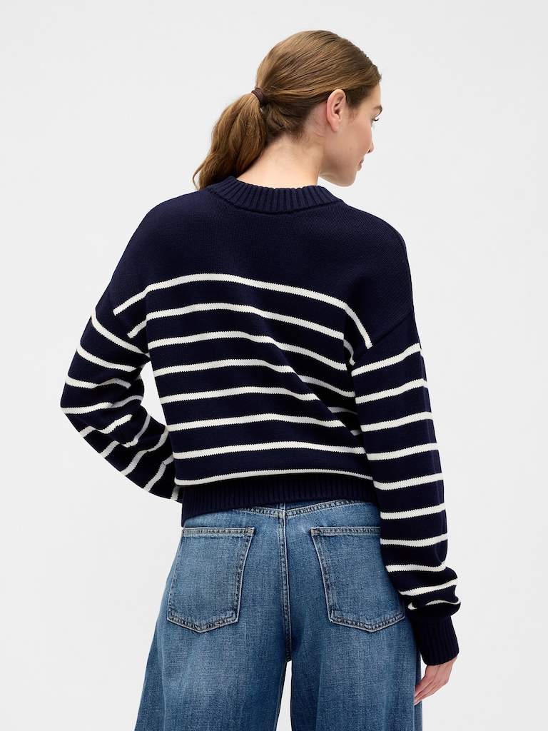 Relaxed Stripe Cropped Sweater