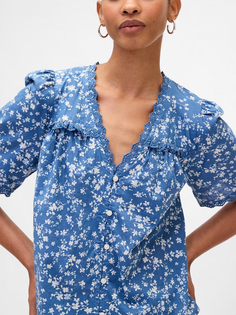 Ruffle V-Neck Top