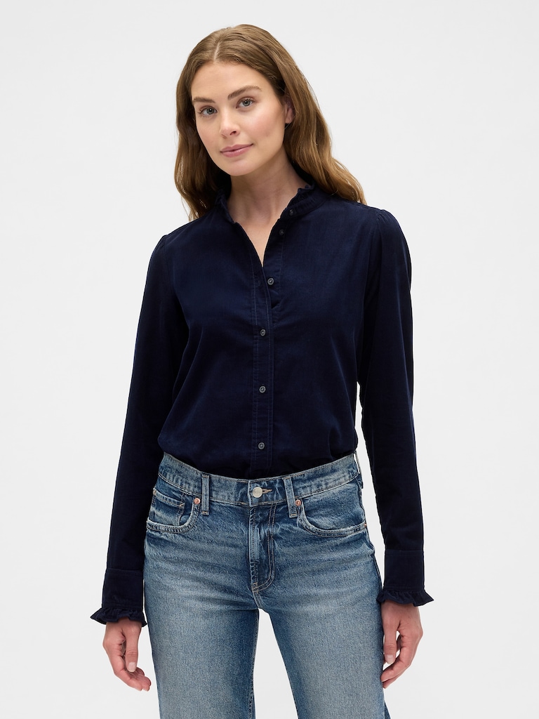Corduroy Ruffle Shirt