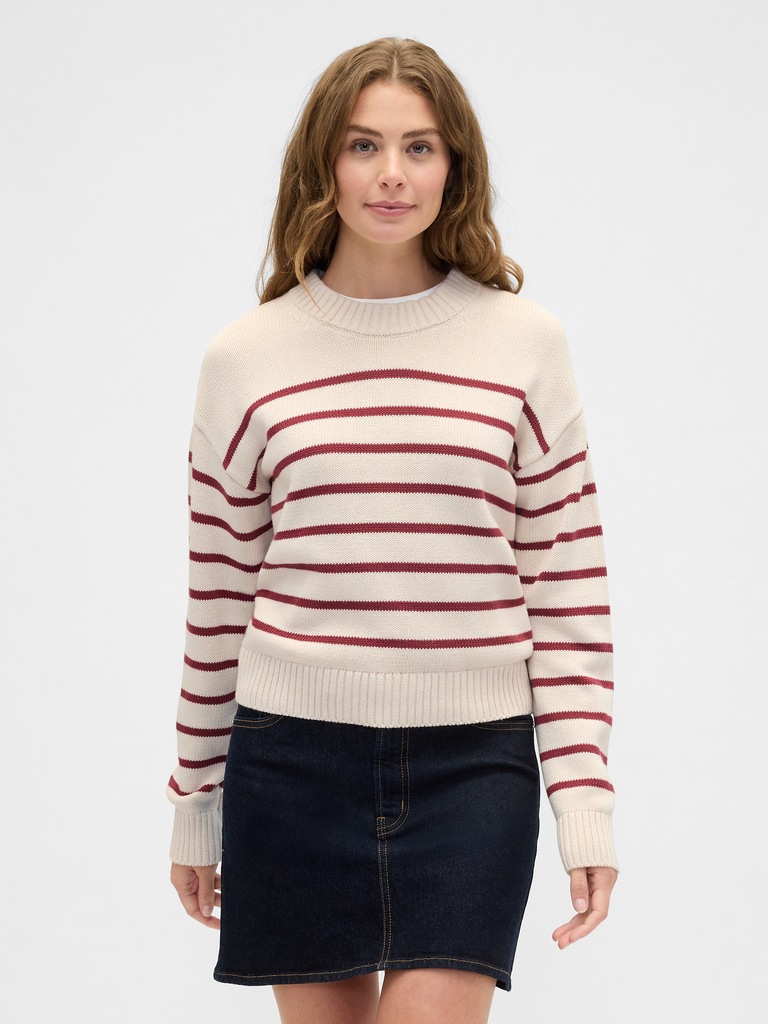 Relaxed Stripe Cropped Sweater
