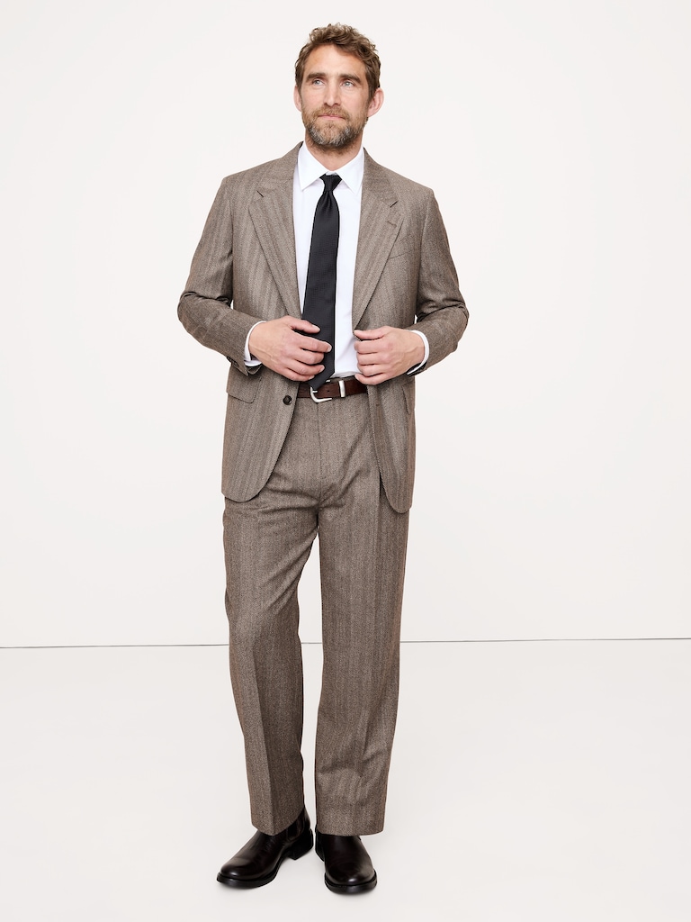 Relaxed Italian Herringbone Suit Jacket