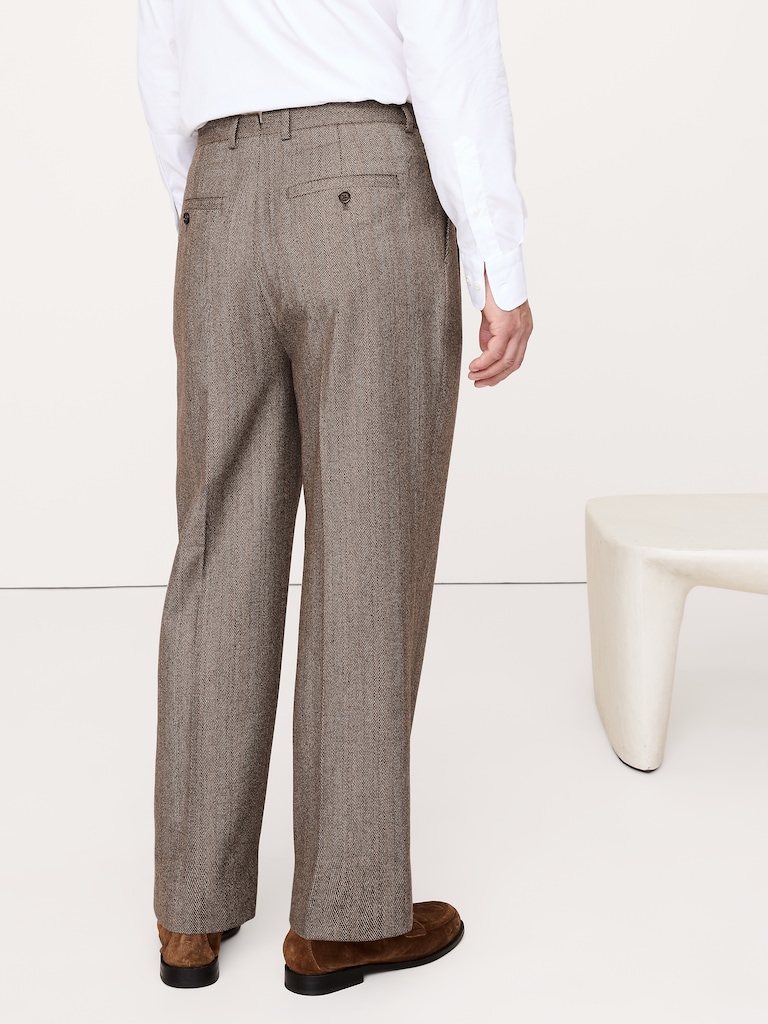 Straight Italian Herringbone Suit Pant