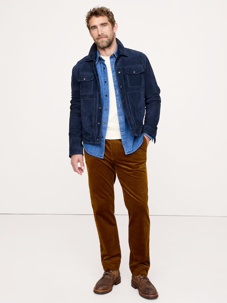 Straight Stretch-Corduroy Pull-On Pant