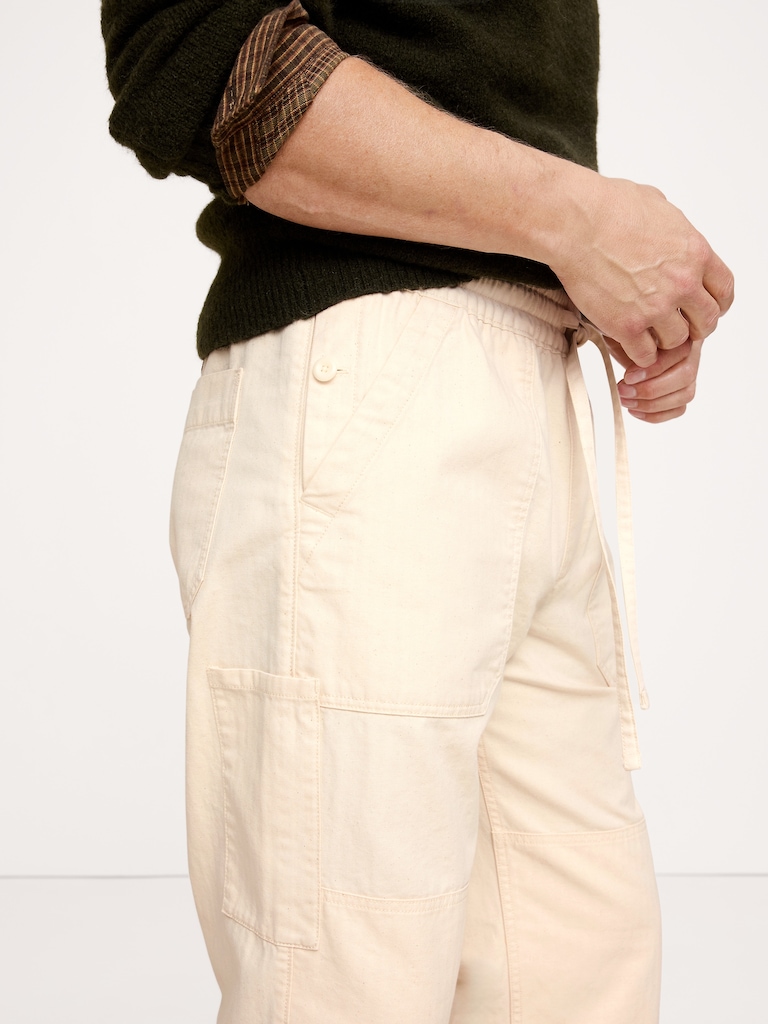 Herringbone Cotton Pull-On Utility Pant