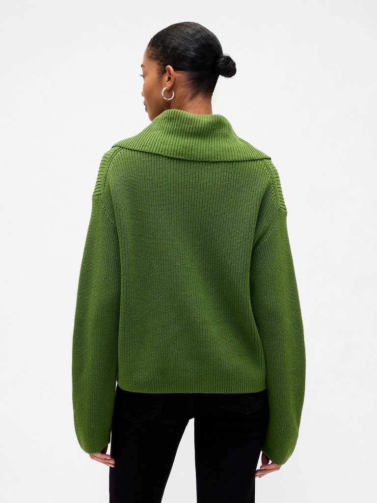 Relaxed Ribbed Quarter-Zip Sweater