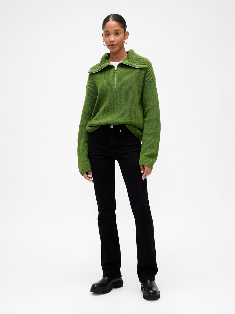 Relaxed Ribbed Quarter-Zip Sweater