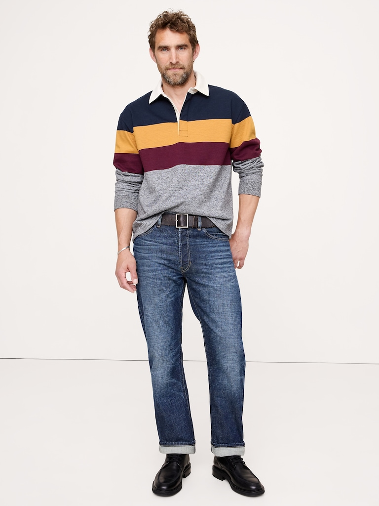 Tri-Stripe Brushed Rugby Shirt