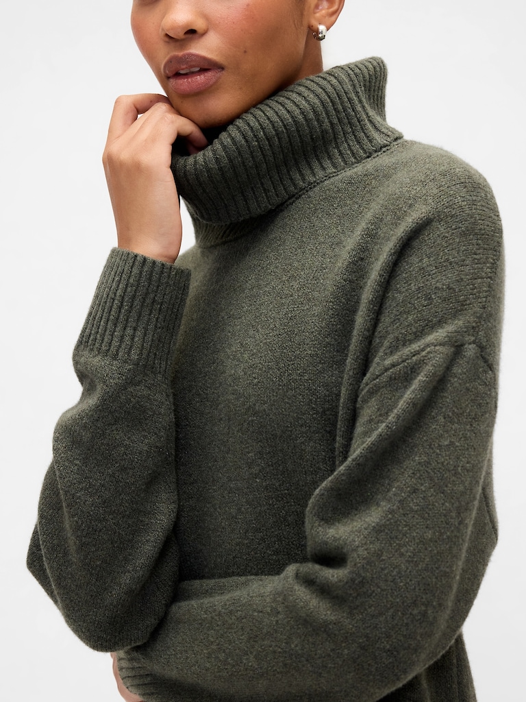 CashSoft Relaxed Turtleneck Sweater Mini Dress