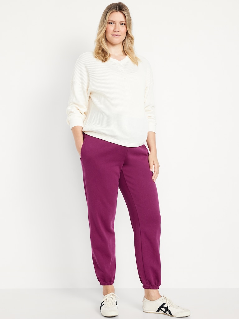 Maternity Rollover-Waist Jogger Sweatpants