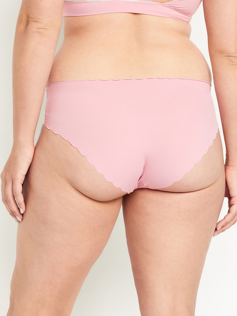 Low-Rise No-Show Scalloped Hipster Underwear