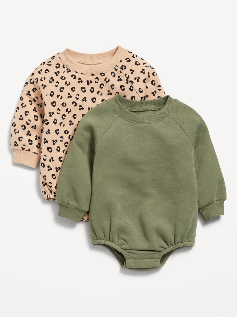 Long-Sleeve Fleece One-Piece Romper 2-Pack for Baby