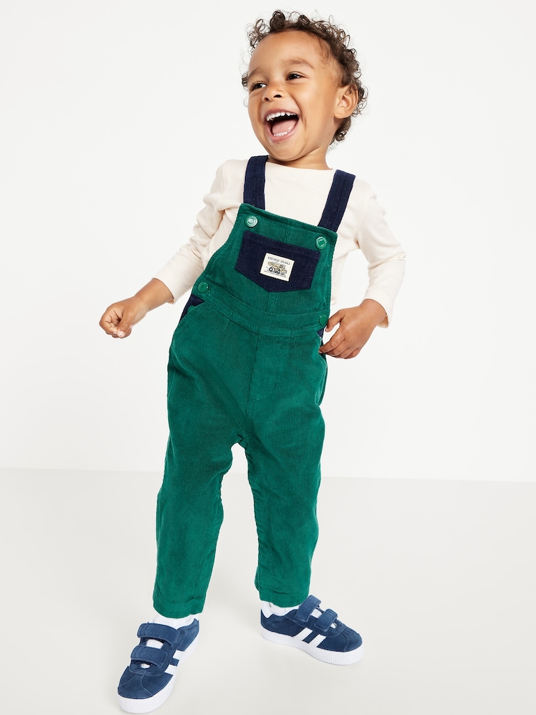 Long-Sleeve T-Shirt and Corduroy Overalls Set for Baby