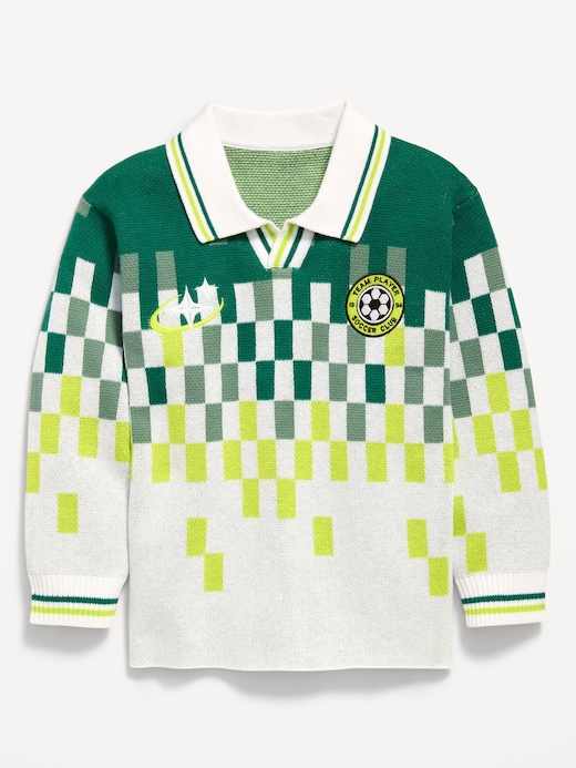 Long Long-Sleeve Collared Soccer Sweater for Toddler Boys clearance deal