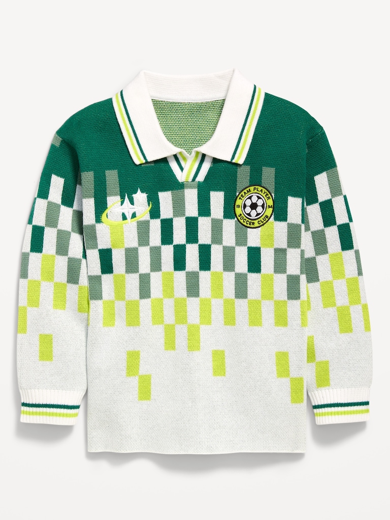 Long-Sleeve Collared Soccer Sweater for Toddler Boys