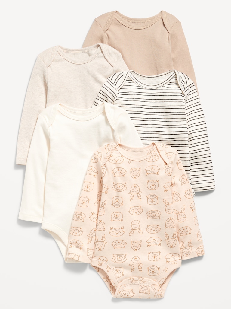 Unisex Long-Sleeve Bodysuit 5-Pack for Baby