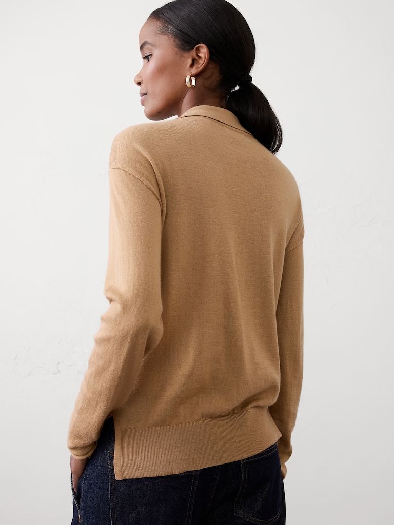 Merino Wool Johnny-Collar Sweater