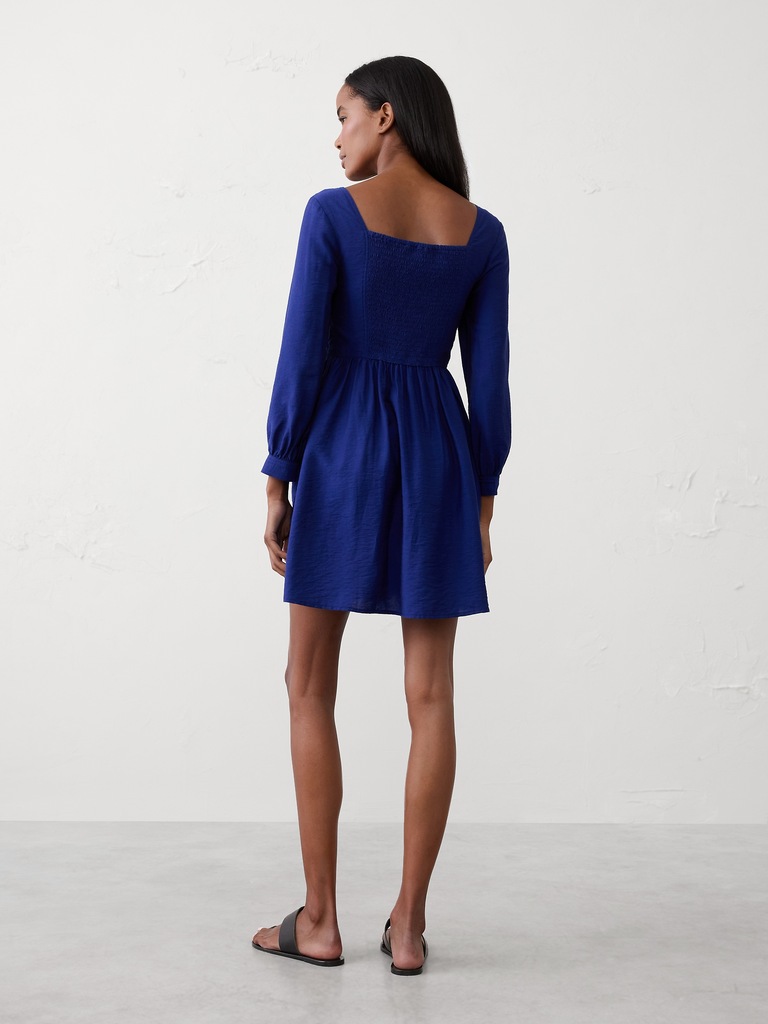 Gathered-Waist Mini Dress