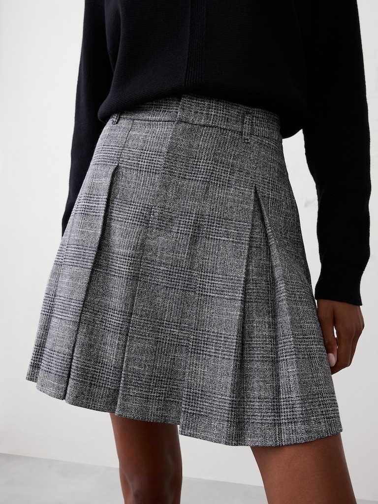 Plaid Pleated Mini Skirt