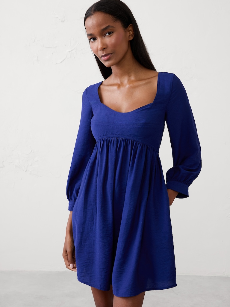 Gathered-Waist Mini Dress