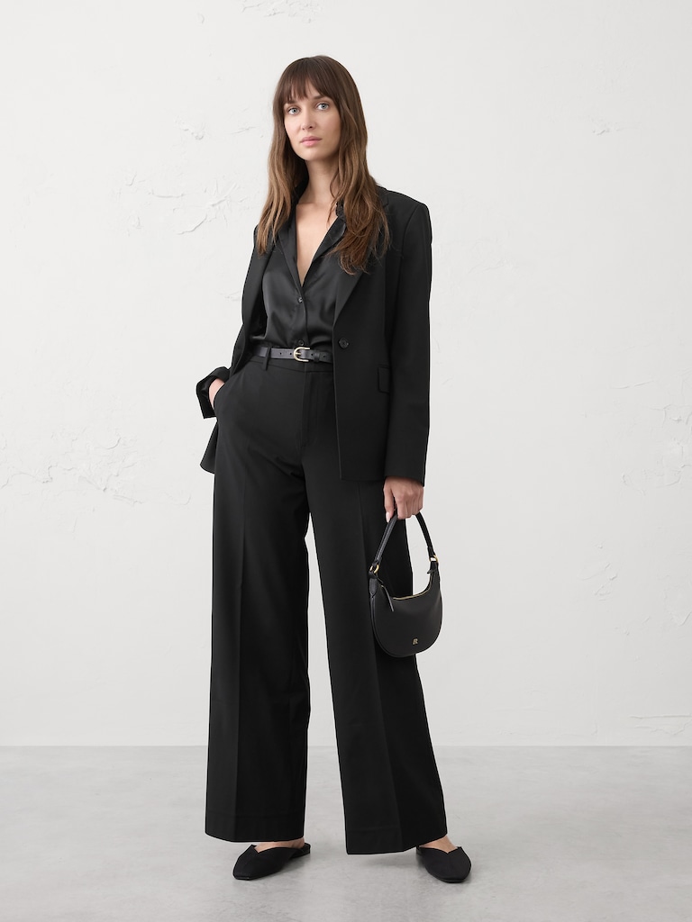 DROPPED Wide-Leg High-Rise Sculpted Trouser