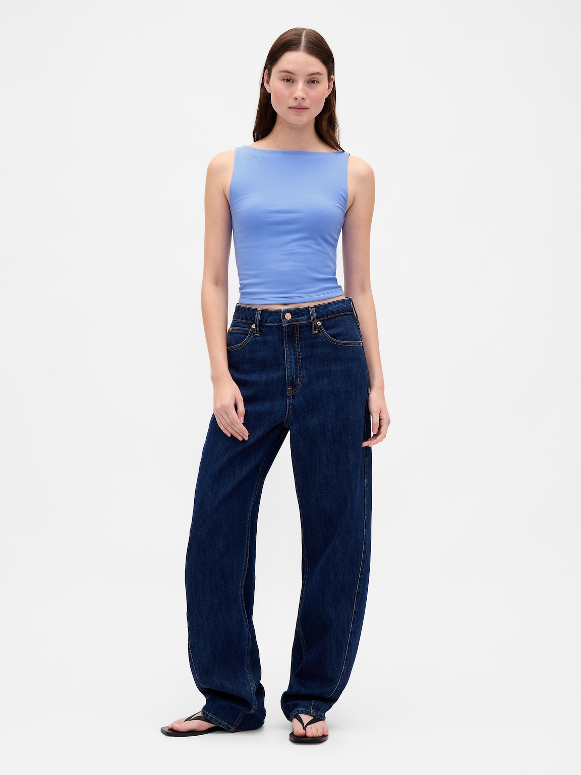 CloseKnit Jersey Boatneck Crop Tank Top