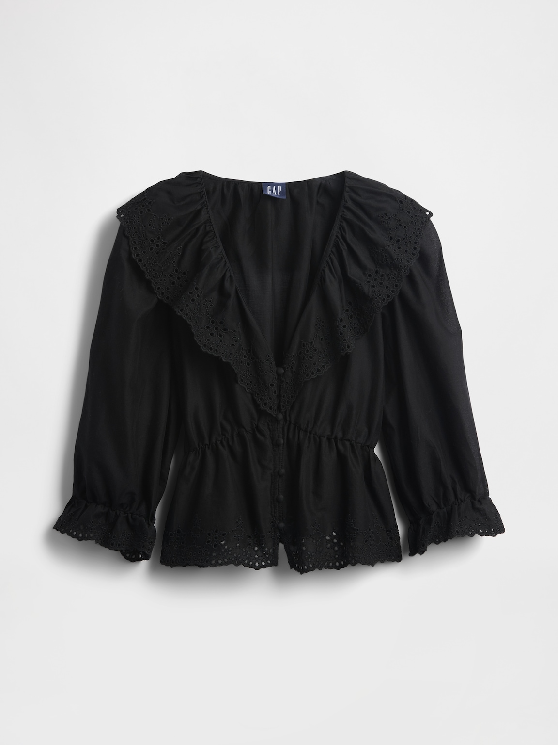 Ruffle Collar V-Neck Top