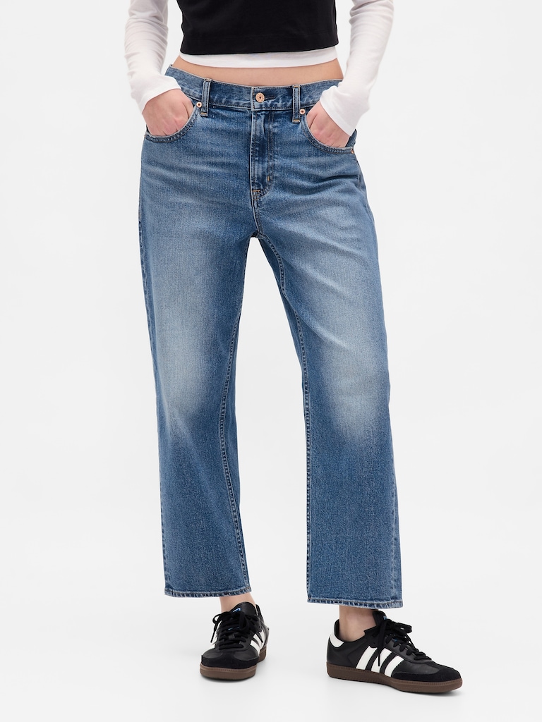 Mid Rise Relaxed Crop Jeans