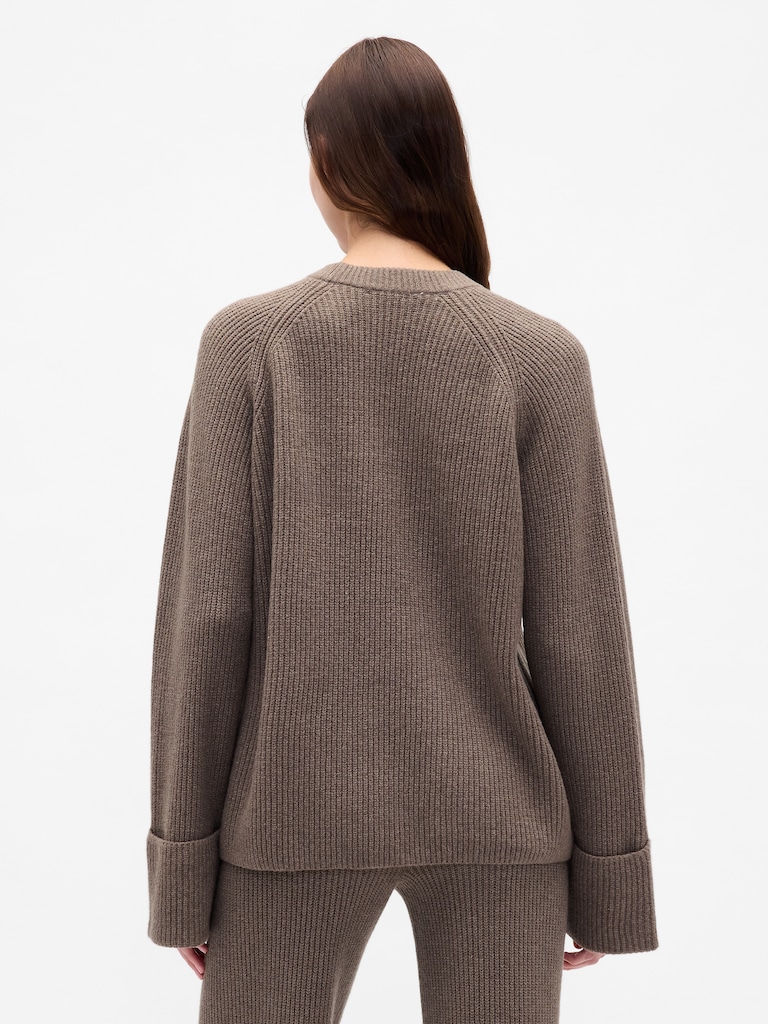 CashSoft Shaker-Stitch Boyfriend Sweater