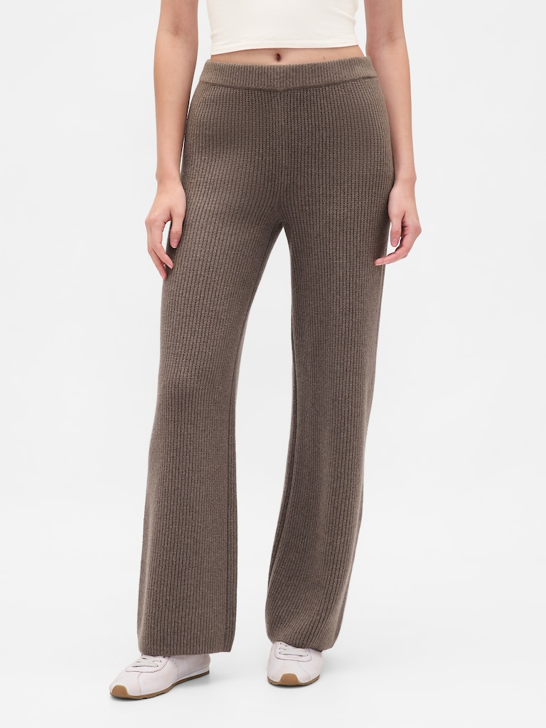 CashSoft Shaker-Stitch Sweater Pants