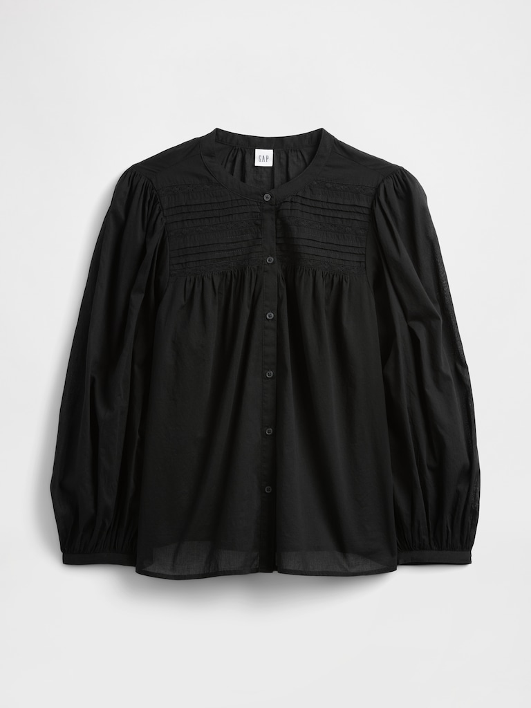 Relaxed Puff Sleeve Lace Top