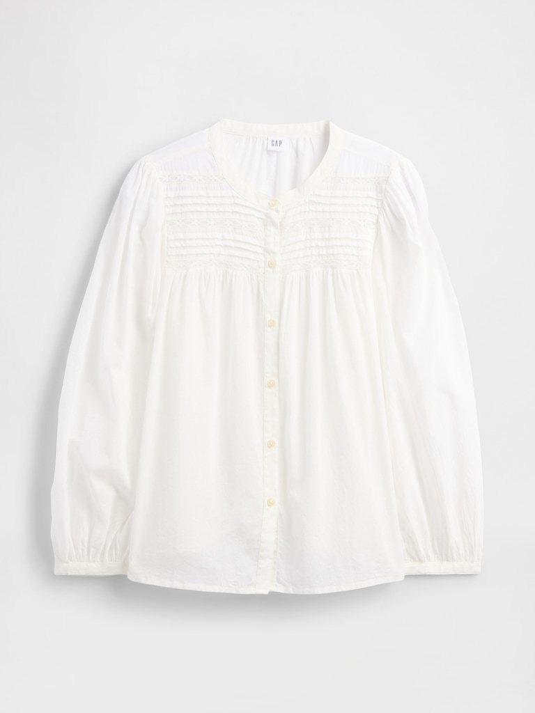 Relaxed Puff Sleeve Lace Top