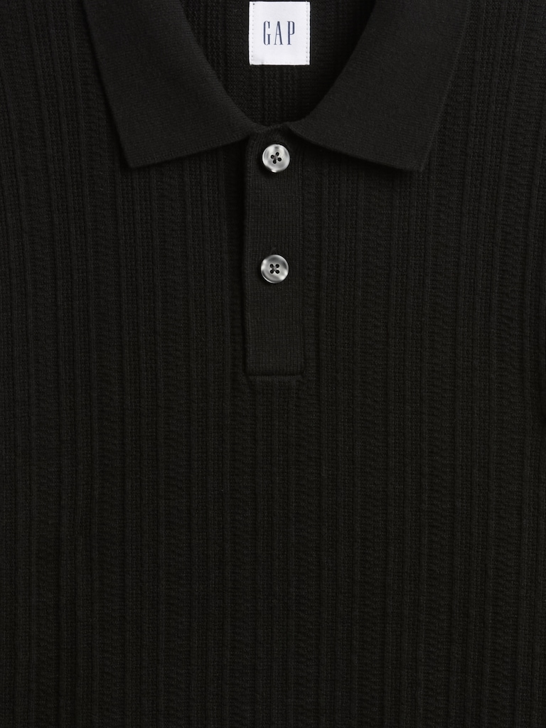 Textured Sweater Polo Shirt