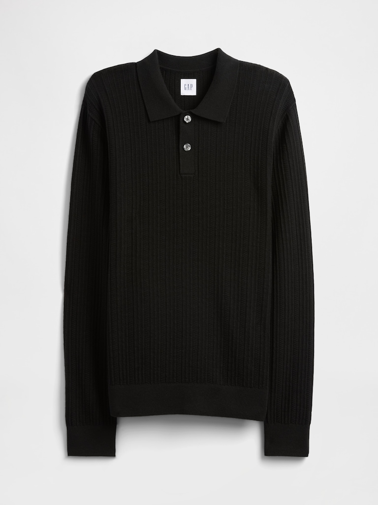 Textured Sweater Polo Shirt