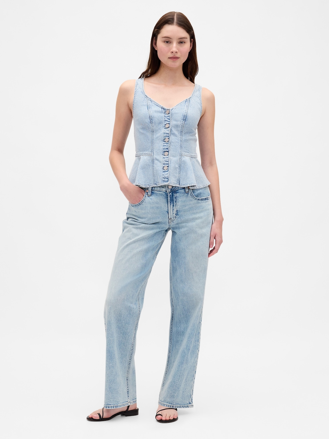Denim Peplum Tank Top