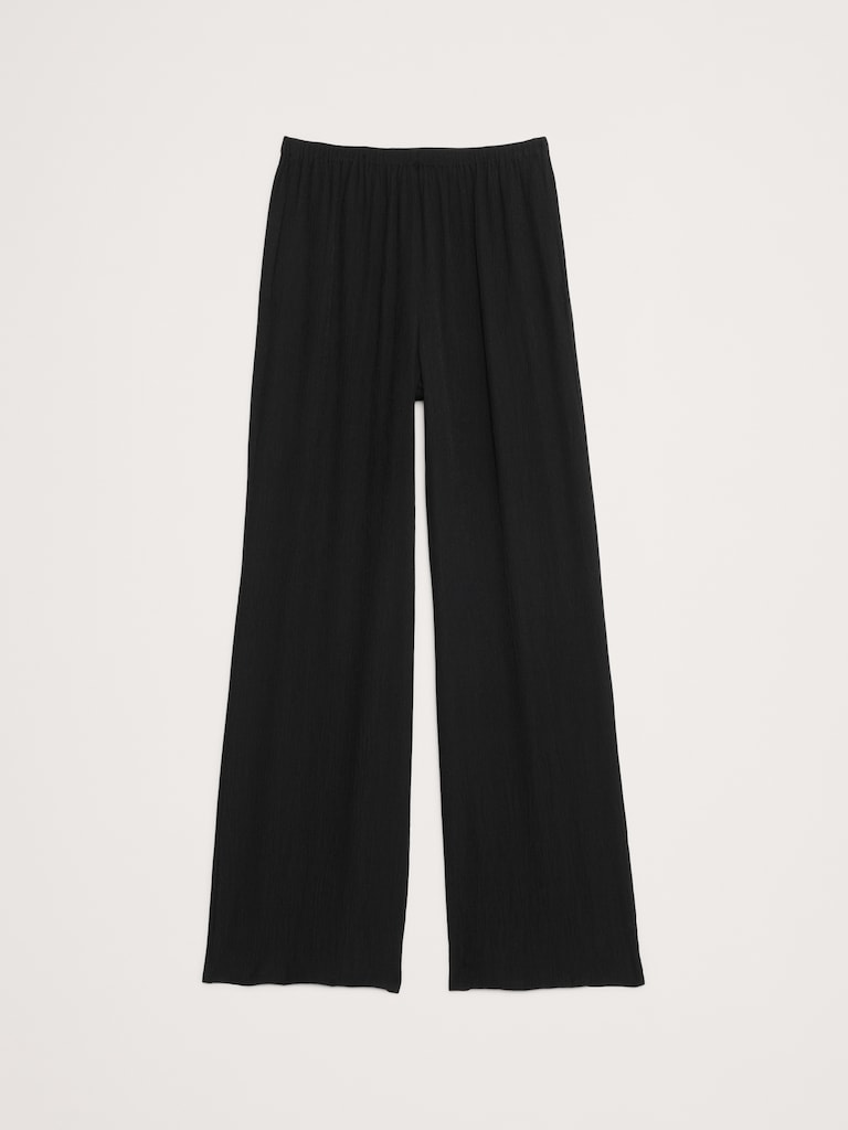 High-Rise Wide-Leg Pull-On Crinkle Pant