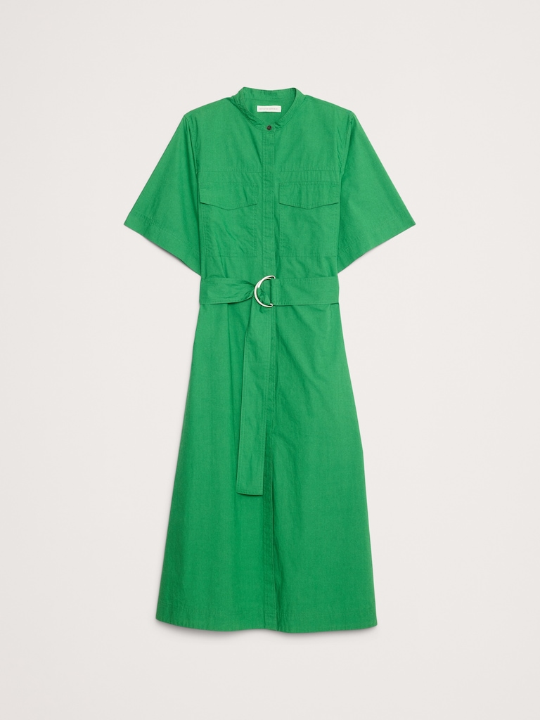 Cotton Poplin Utility Shirt Dress